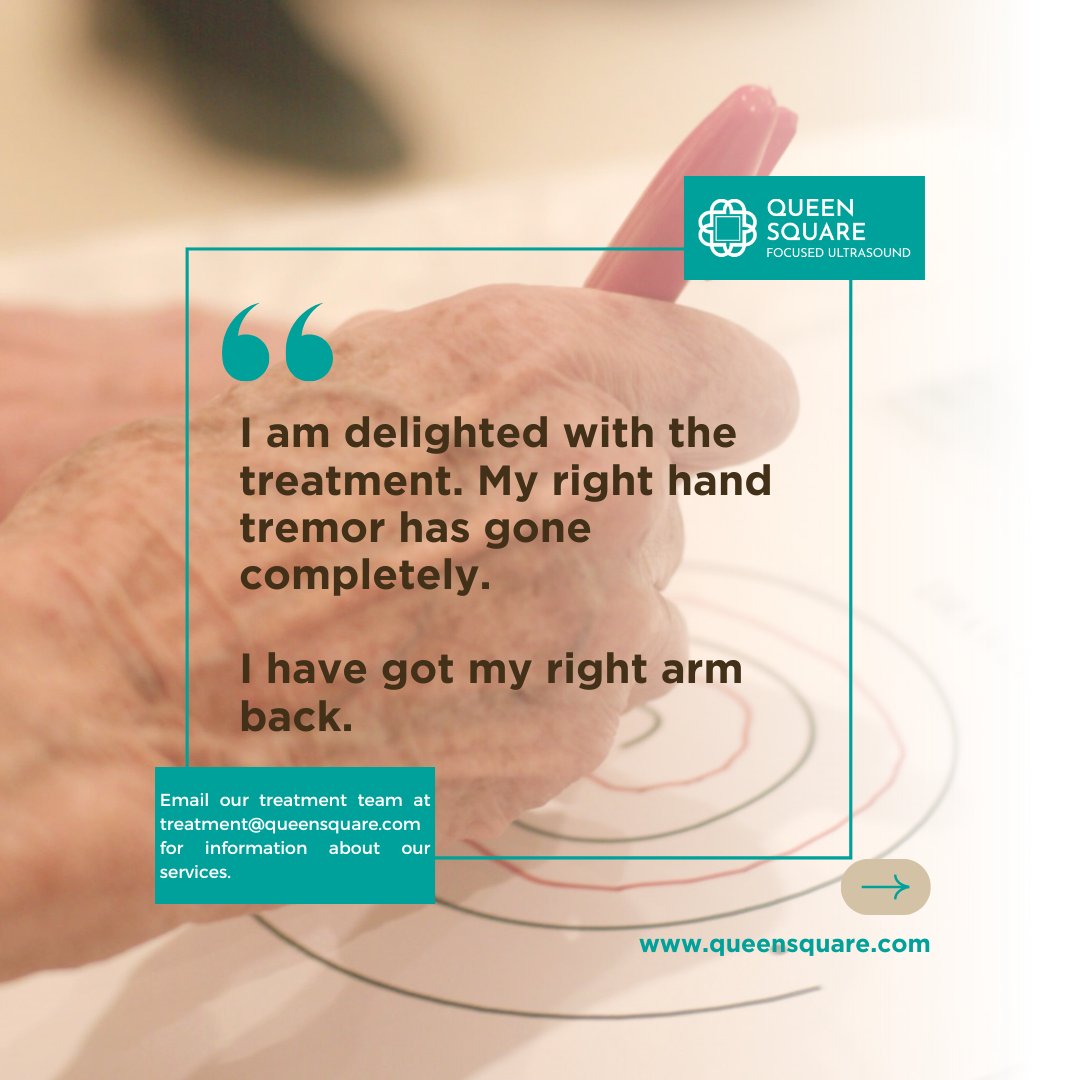 QueenSquareFUS's tweet image. Many of our patients who undergo Focused Ultrasound say they feel like their life is beginning again after treatment.
🔗 - vist.ly/3n7dc6y
#EssentialTremor #ParkinsonsDisease #LivingWithTremor #FocusedUltrasound #Tremor #QueenSquareImaging