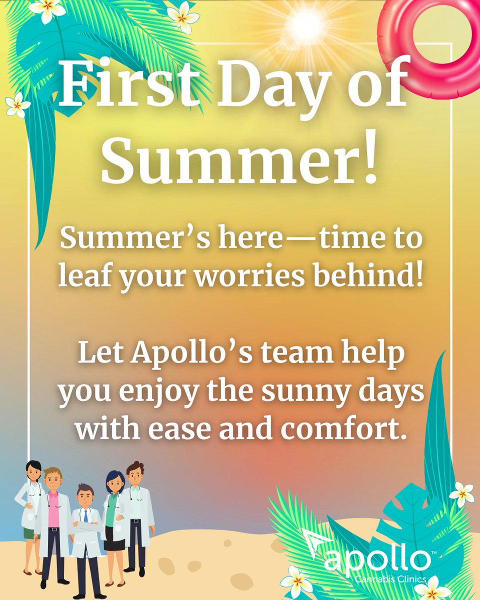If we can support you in your wellness journey, please let us know! We hope you enjoy the warmer weather and will see you at the beach.
Apollocannabis.ca

#Summer #FirstDayofSummer #June #Canada #Canadian #Wellness #Medical #Doctor #AlternativeMedicine