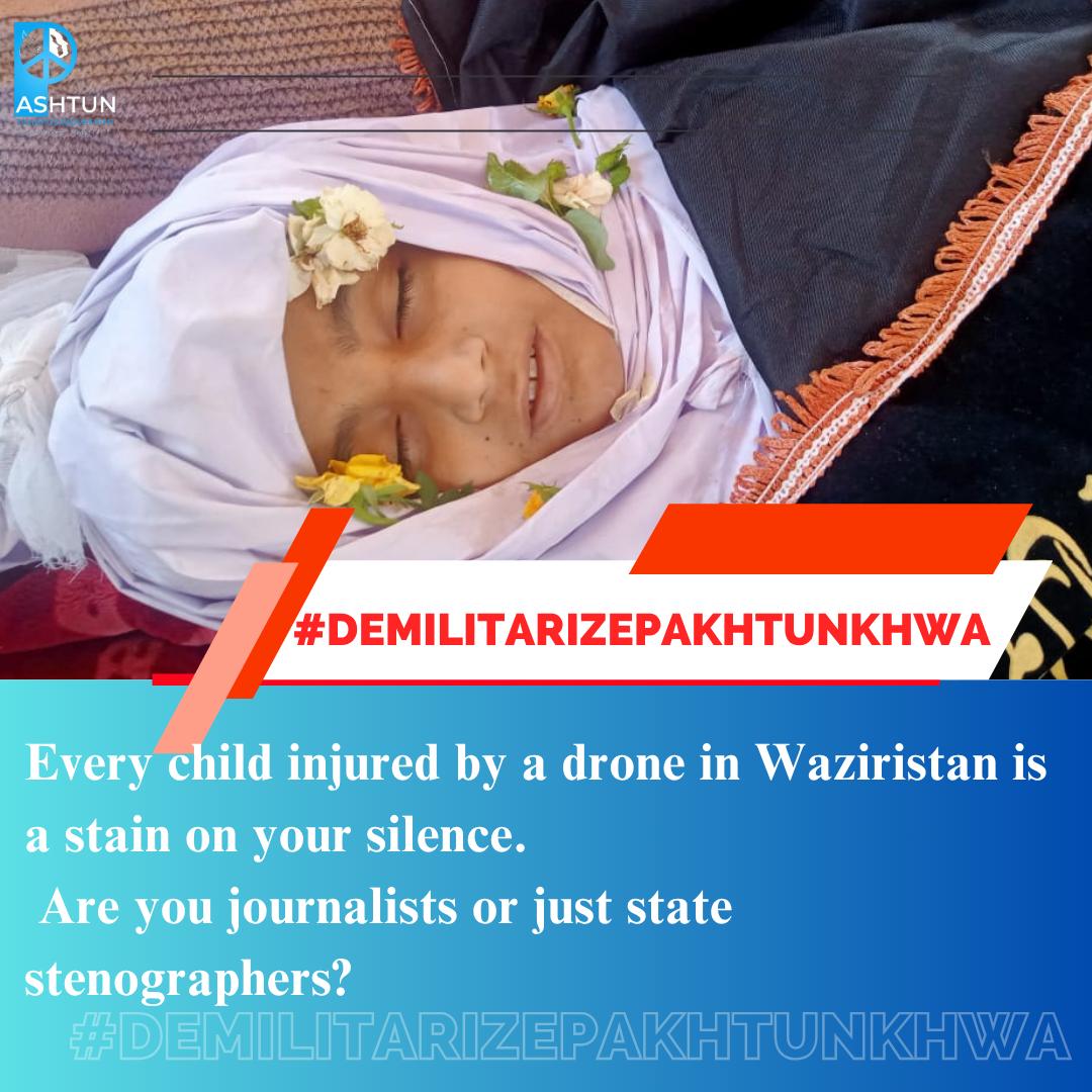 #PashtunRejectMilitarization
د پښتنو په خاوره بې امني د پاکستان رياست  پاليسي ده  په دې ډول رياست غواړي پښتنو څخه د ژوند ابتدايي حقونه واخلي.
رياست په لوی لاس پښتون نسل وژنه ذوانه کړي ده.
#PashtunsRejectDroneTerror
#PashtunRejectMilitarization
#PashtunRejectISPRDisinformation