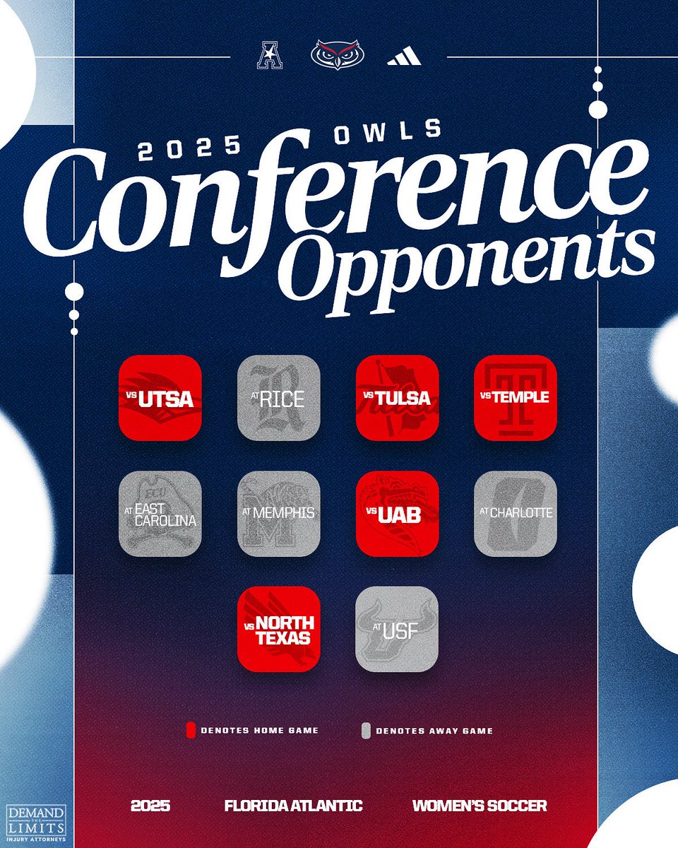 FAUWSoccer's tweet image. 2025 American Athletic Conference opponents ⚽️
#WIP🏝️