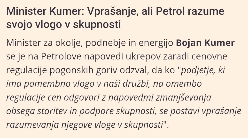 Vloga Petrola v skupnosti™ je, da ima dobiček. Dobiček ima, če dela tisto, kar njegove stranke dovolj močno želijo, da so tisto pripravljene plačati. To je vsa Petrolova skupnost.

Družbena odgovornost podjetij je fašistični izum, le da fašisti niso imeli talenta zadev tako