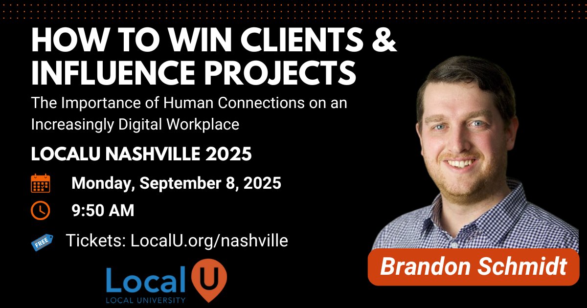 Brandon Schmidt (@brandonschmidt) on Twitter photo I'm excited to be speaking at <a href="/localuniv/">Local University</a> Nashville in September.
It's time for real talk about the soft skills and how to get your SEO recommendations *actually* carried out. I'm excited to be speaking at <a href="/localuniv/">Local University</a> Nashville in September.
It's time for real talk about the soft skills and how to get your SEO recommendations *actually* carried out.