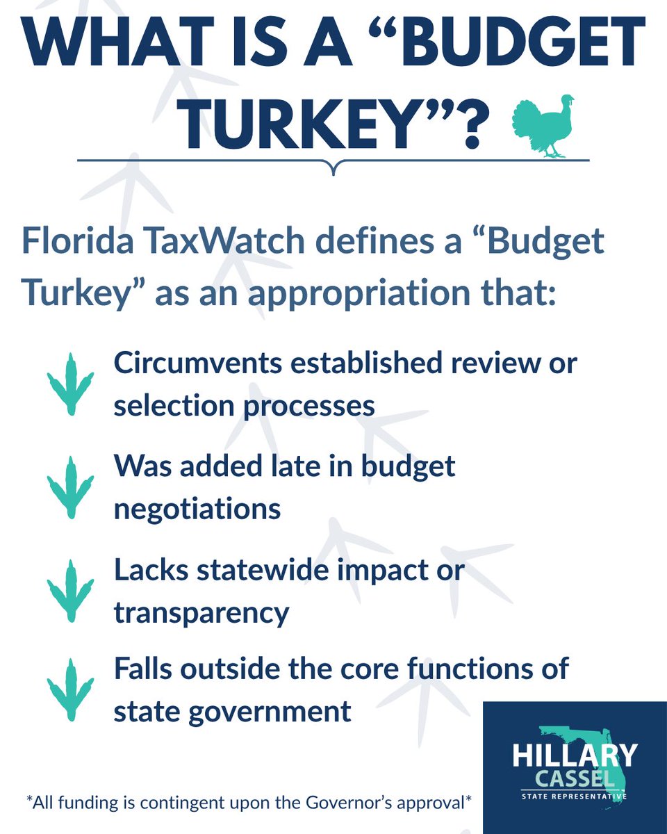 RepCassel's tweet image. I secured $57M for District 101 and Floridians - not a single dollar was flagged as a “budget turkey” by Florida TaxWatch.
Every project I fought for was vetted, justified, and impactful.
Your tax dollars are going to work - not to waste. #NoTurkeysHere #FLHouse #District101