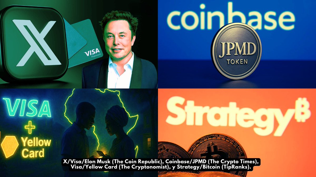 eDolphinLabs's tweet photo. Esta semana en Novedades Web3:

X de Elon Musk permitirá inversiones y pagos integrados en la app, JPMorgan lanza su token de depósito en USD en la blockchain Base de Coinbase, Visa expande el uso de stablecoins en África junto a Yellow Card, y Strategy incrementa su reserva de bitcoin con la compra de 10,100 BTC financiada por su nueva emisión STRD.

Echa un vistazo 🧵👇