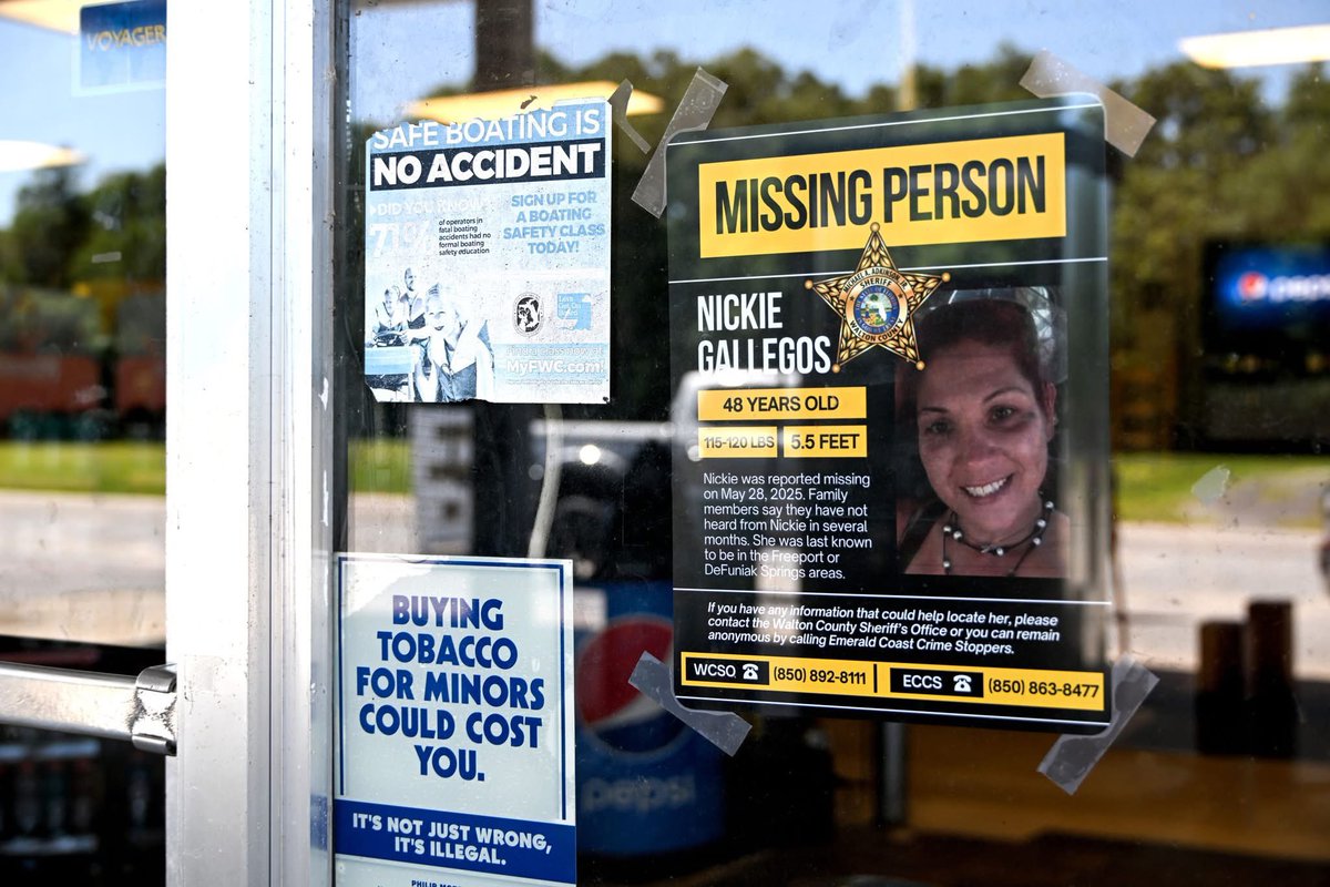 The Walton County Sheriff's Office continues to search for 48-year-old Nickie Dawn Gallegos, who was reported missing on May 28, 2025. At the time she was reported missing, family members told deputies they had not heard from her in more than a month and a half, something they