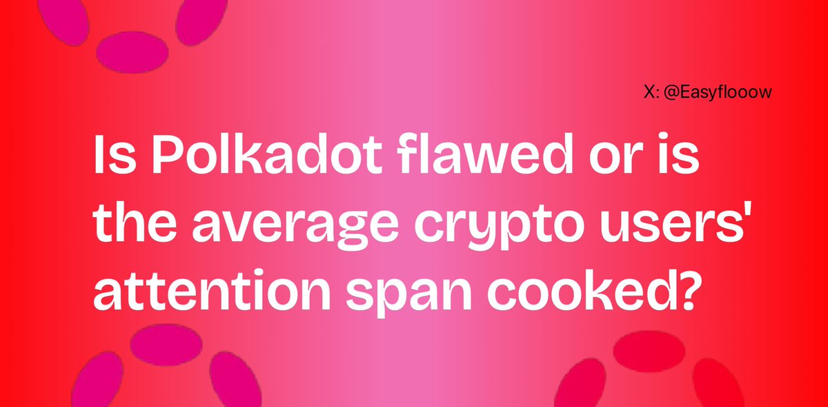 Easyflow ๐ง (@easyflooow) on Twitter photo I have noticed this;
โ<a href="/Polkadot/">Polkadot</a>โs only flaw is that itโs too early for the average investorโs attention span.โ
Wdim?
Most people in Web3 don't realize it yetโฆ but theyโre sleeping on the biggest shift coming to Web3.
Everyone talks about โThe Next Big Thingโ, but nobody I have noticed this;
โ<a href="/Polkadot/">Polkadot</a>โs only flaw is that itโs too early for the average investorโs attention span.โ
Wdim?
Most people in Web3 don't realize it yetโฆ but theyโre sleeping on the biggest shift coming to Web3.
Everyone talks about โThe Next Big Thingโ, but nobody
