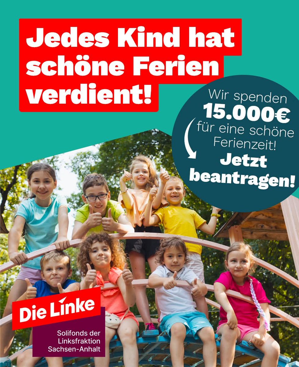 Wir finden: Jedes Kind verdient schöne Ferien - unabhängig vom Geldbeutel der Eltern. Deshalb starten wir wieder unser Sommerferienprogramm mit insg. 15.000€ aus dem Solifonds🎉 Interessierte können einen Zuschuss unkompliziert und schnell beantragen. dielinke-fraktion-lsa.de/fileadmin/lf-s…