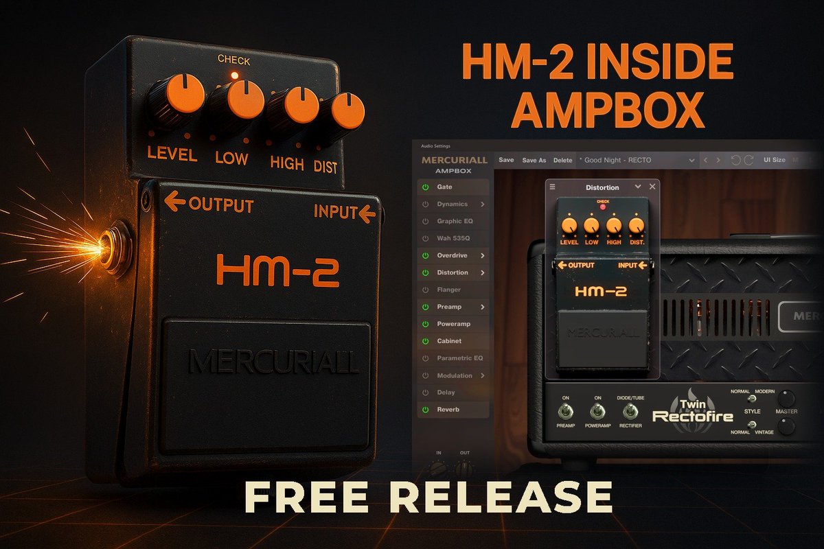 📷 The Legend of Brutal Guitar Tone — Now FREE in Mercuriall Ampbox!
The iconic BOSS HM-2 is here — available now in the latest Ampbox 1.6.4 update!
mercuriall.com/cms/details_am…