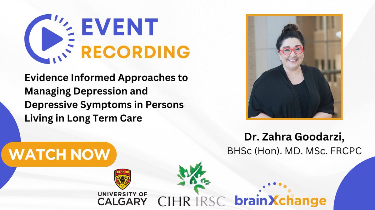 brain_Xchange's tweet image. Event Recording - Evidence Informed Approaches to Managing Depression and Depressive Symptoms in Persons Living in Long Term Care @UCalgary vimeo.com/brainxchange/c…
