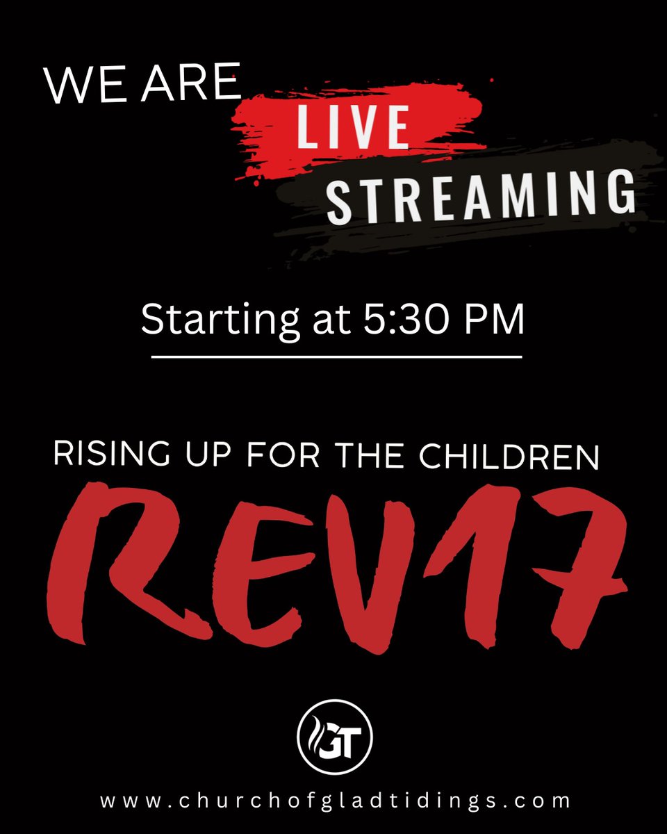We’re going LIVE at 5:30 PM! 🎥✨

Join us for REV17: Rising Up for the Children — an evening of power, purpose, and praise.
Be part of the movement. Tune in now at churchofgladtidings.com 🔥

#churchofgladtidings #california #yubacity #REV17 #LiveStreaming #ChurchOfGladTidings