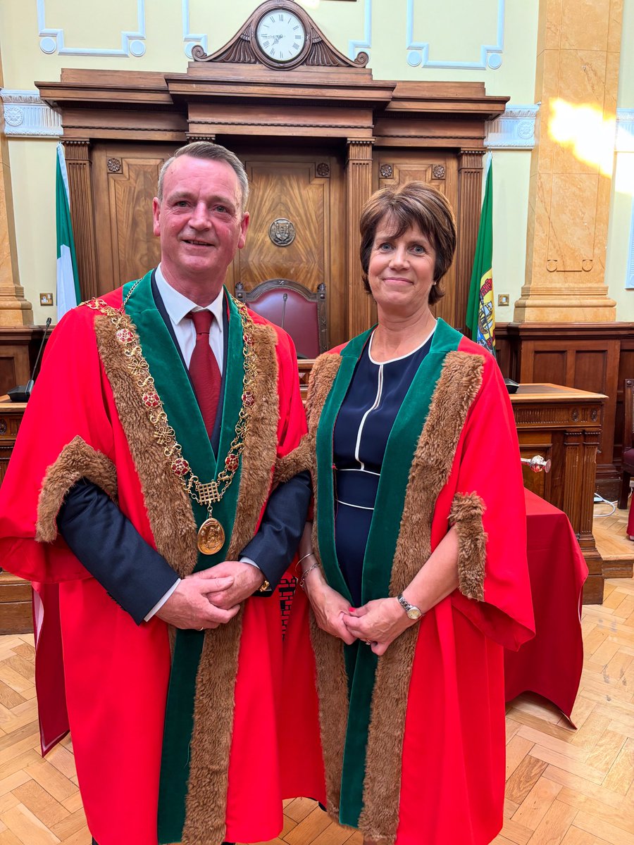 Newley Elected Lord Mayor of Cork Cllr. Fergal Dennehy with elected Deputy Lord Mayor Margaret McDonnell.
