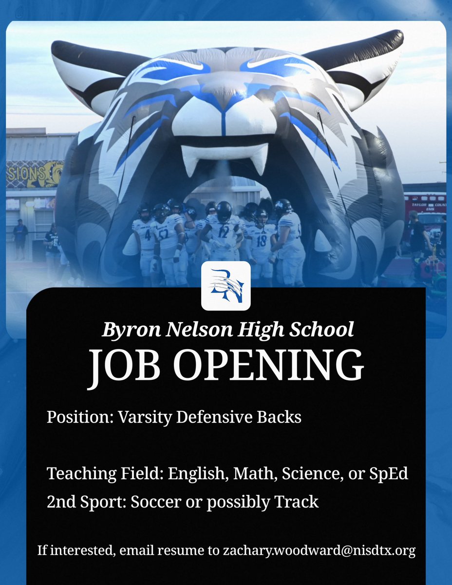 Great opportunity to work with great athletes (both corners are D1 commits, 10 DBs either in or will be playing in college since 2023) and in one of the best communities in the country.