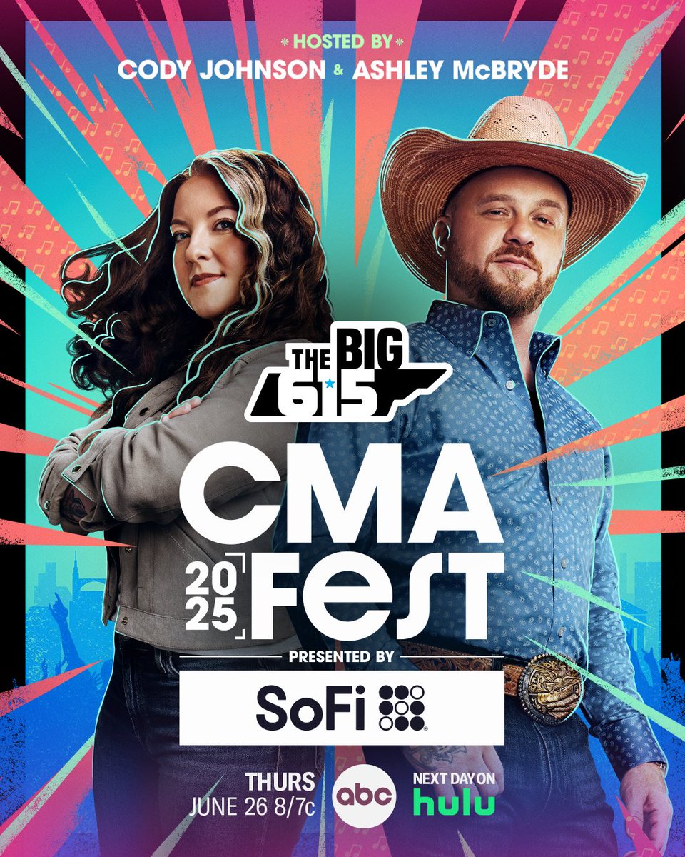 Join us for #CMAfest presented by <a href="/SoFi/">SoFi</a> June 26 at 8/7c on <a href="/ABCNetwork/">ABC</a>! Stream next day on @Hulu. You don’t want to miss it! CMAfest.com

 🔊 Catch updates and country hits on The BIG 615!
