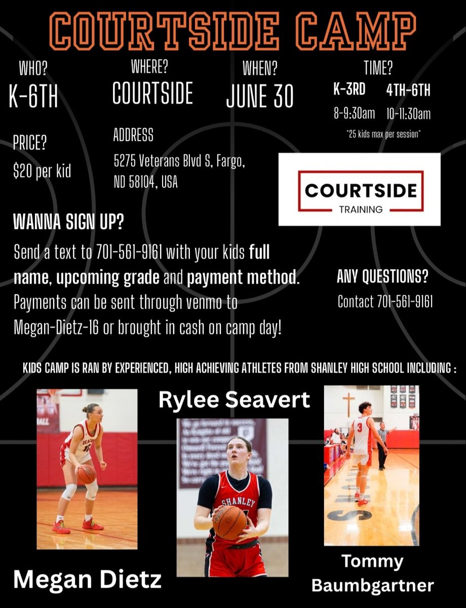 Our athletes are partnering with Courtside Training to host an action-packed youth camp filled with skills, drills, fun games, and unforgettable mentorship. Spots are limited so don’t miss this chance for your athlete to learn from the best, grow their game, and create memories.