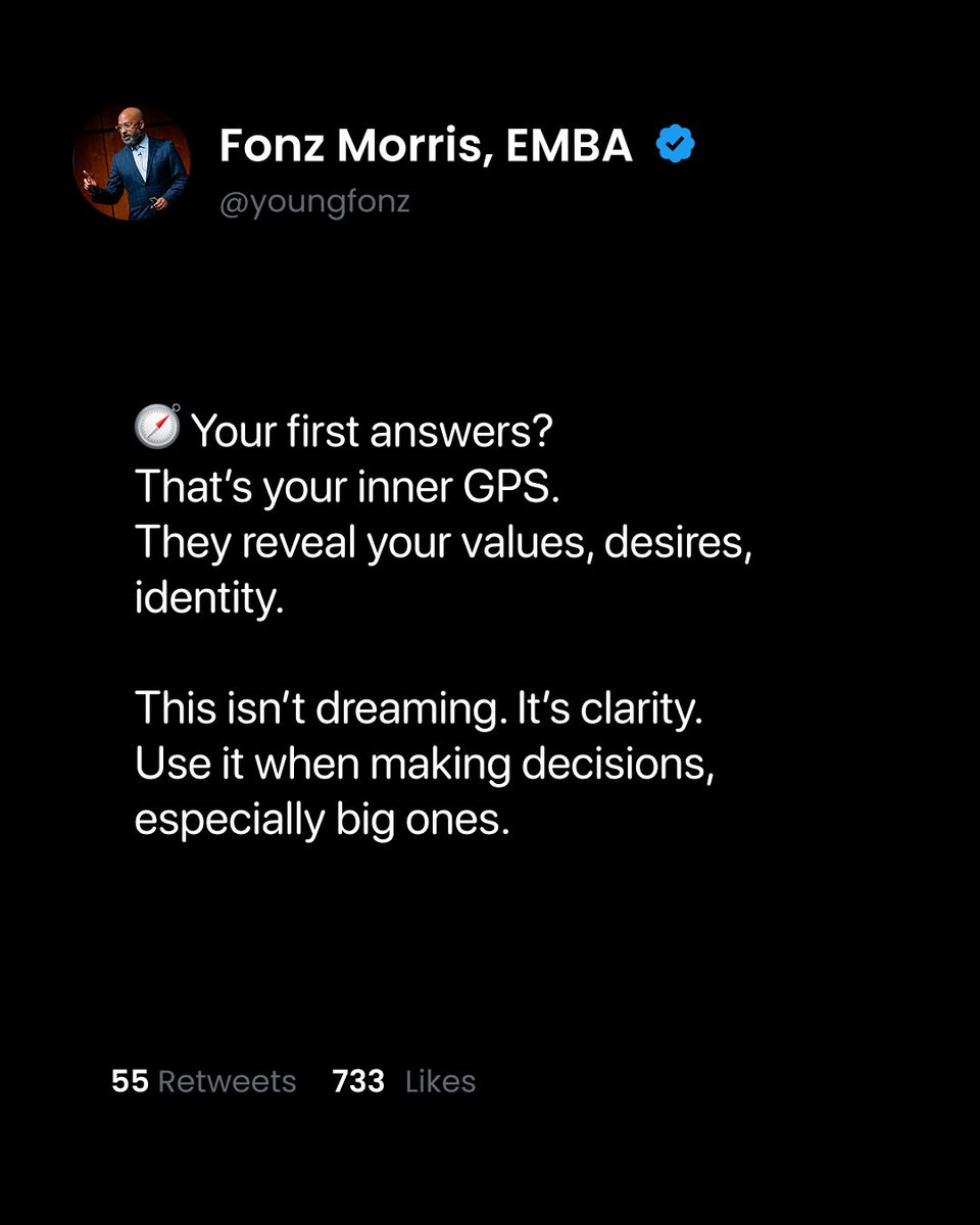 youngfonz's tweet image. 🔥 Do this 2x a year.
Act like you already have it, and move accordingly.
This is how you build from abundance.
Tag someone who needs this clarity. Let’s grow.