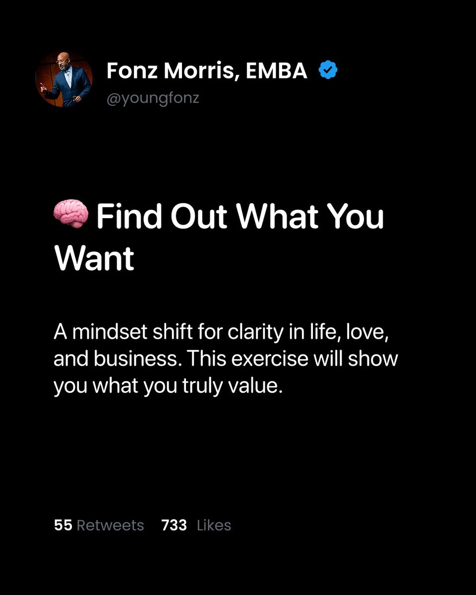 youngfonz's tweet image. 🔥 Do this 2x a year.
Act like you already have it, and move accordingly.
This is how you build from abundance.
Tag someone who needs this clarity. Let’s grow.