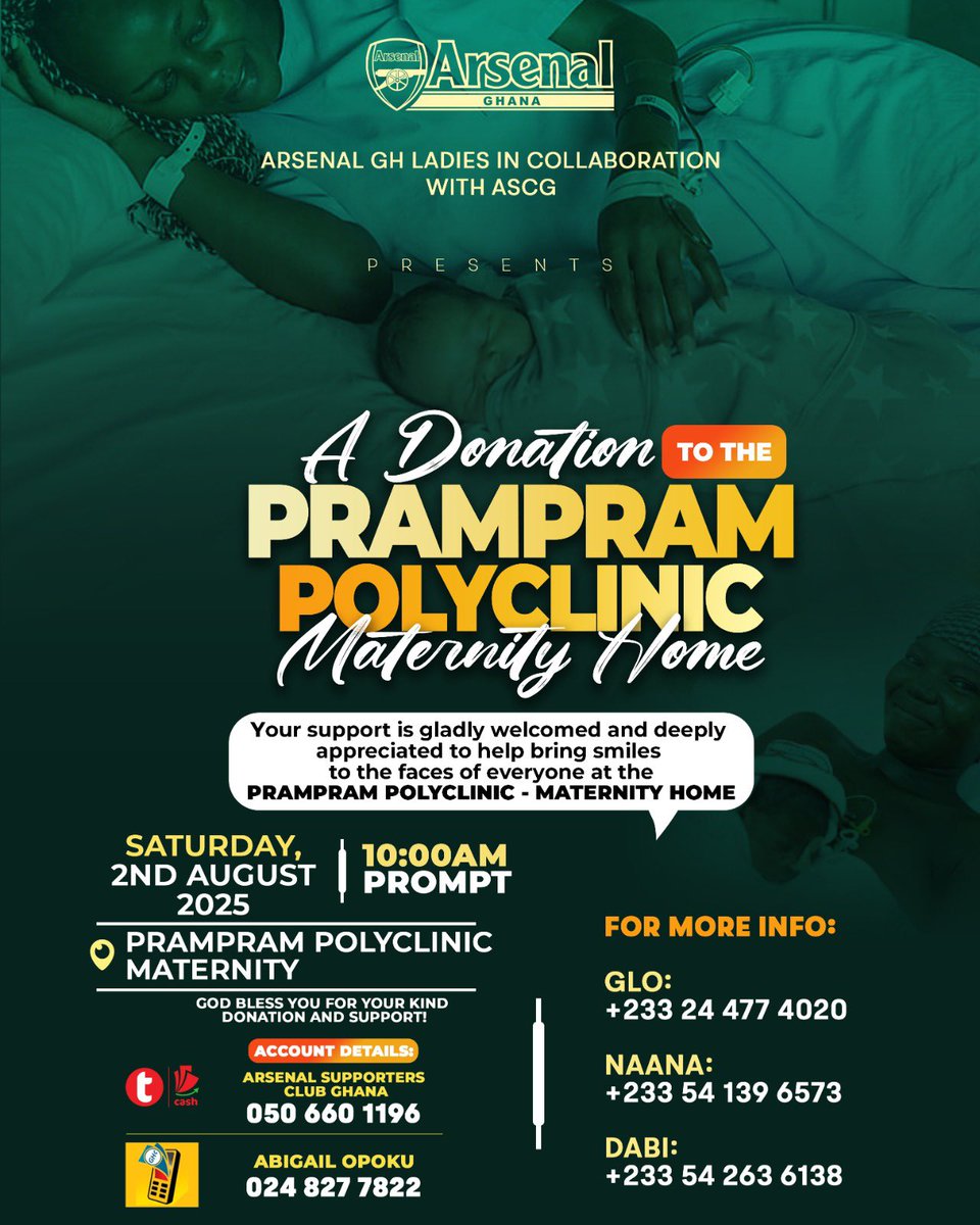 Hey Gunners and Goonerettes join us for a fun-filled weekend of games, good food, and giving back! From August 1st to 3rd, 2025, Arsenal Ghana's ASCG Ladies and ASCG will come together for a donation drive and get-together in Prampram