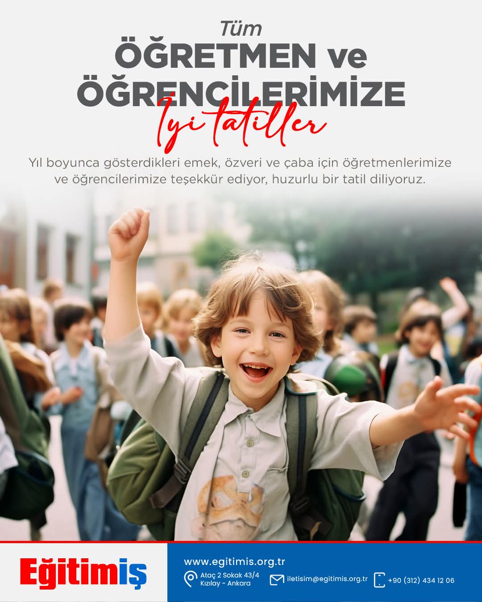 Bir eğitim-öğretim yılını daha emekle, sabırla, umutla geride bıraktık.

Tüm öğretmenlerimize ve öğrencilerimize iyi tatiller diliyoruz.

#öğretmen #öğrenci #tatil