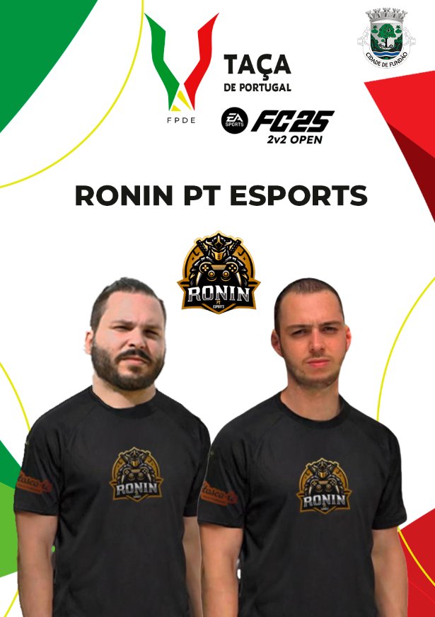 Federação Portuguesa de Esports (@fpdeoficial) on Twitter photo 🎮 A última equipa apurada para os playoffs da Taça de Portugal de EA FC25 2v2 2025🏆, é...
⚽️ <a href="/roninpt2024/">Ronin Pt</a>
🎮 Pedro Meneses - <a href="/PMeneses_7/">Meneses</a>
🎮 Diogo Correia - Correia
🗓️ Os playoffs decorrem no próximo dia 22 de Junho!
<a href="/CMFundao/">Município do Fundão</a>
#FPDE #TDP2025 #Esports #EsportsPortugal 🎮 A última equipa apurada para os playoffs da Taça de Portugal de EA FC25 2v2 2025🏆, é...
⚽️ <a href="/roninpt2024/">Ronin Pt</a>
🎮 Pedro Meneses - <a href="/PMeneses_7/">Meneses</a>
🎮 Diogo Correia - Correia
🗓️ Os playoffs decorrem no próximo dia 22 de Junho!
<a href="/CMFundao/">Município do Fundão</a>
#FPDE #TDP2025 #Esports #EsportsPortugal