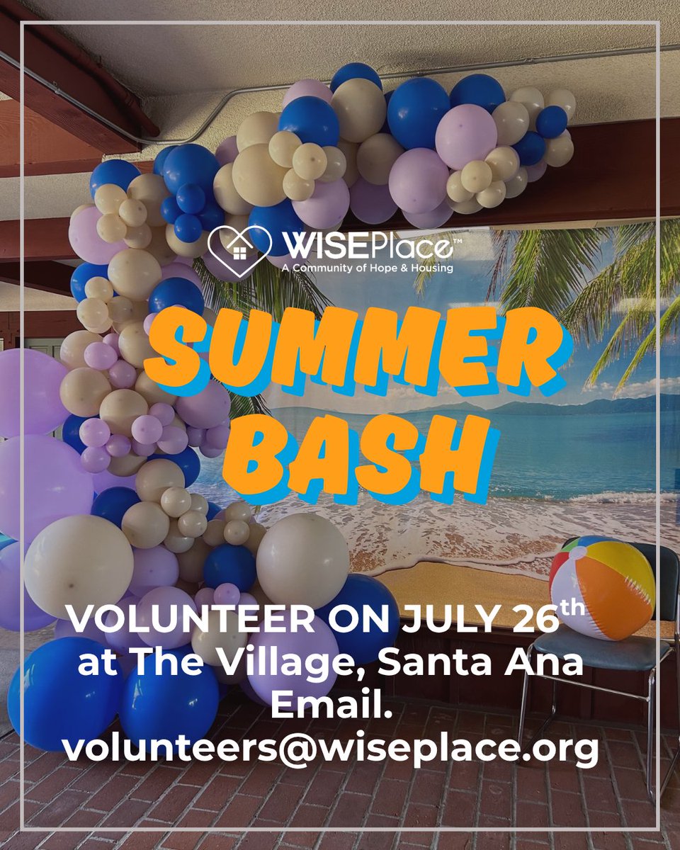 WISEPlace (@wiseplace) on Twitter photo Volunteer at our #WISEPlace Summer Bash on Saturday, July 26th at the Village. Help set-up, decorate, serve food, etc. to kick off the summer season! If you are interested or have any questions, please contact volunteers@wiseplace.org Volunteer at our #WISEPlace Summer Bash on Saturday, July 26th at the Village. Help set-up, decorate, serve food, etc. to kick off the summer season! If you are interested or have any questions, please contact volunteers@wiseplace.org