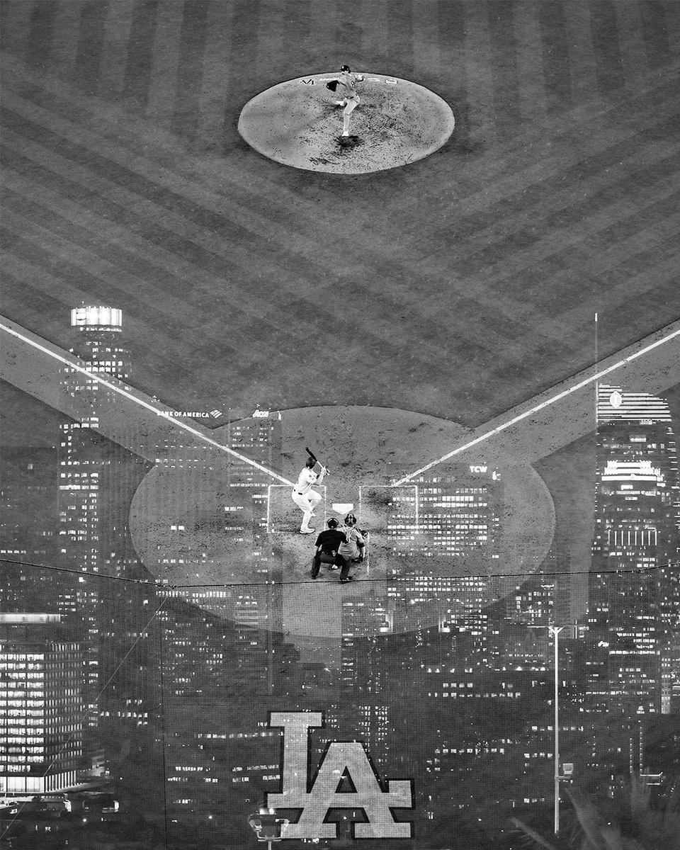 Double exposure from Monday’s game 🌃⚾️ <a href="/Dodgers/">Los Angeles Dodgers</a>