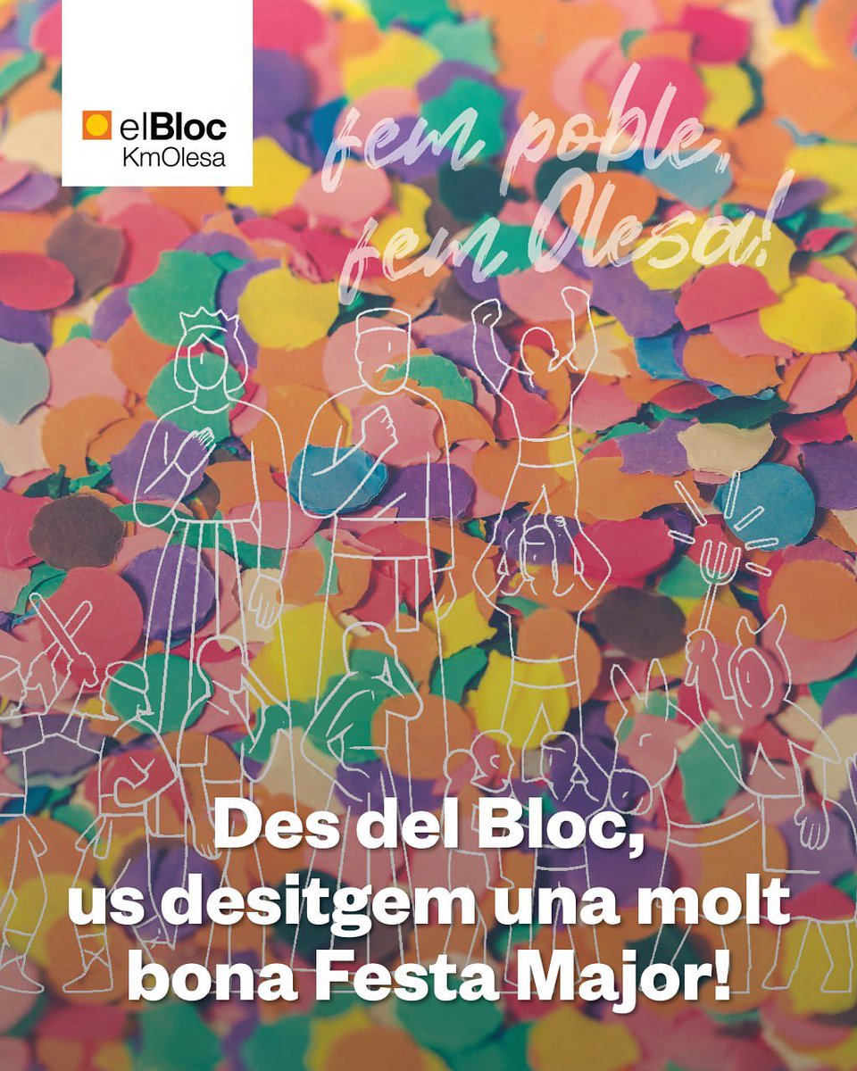Per Sant Joan, a Olesa la fan!🔥
La fem! amb les entitats i tot el teixit cultural i social, amb totes les olesanes i olesans. Des de les places de tots els barris amb alegria, il·lusió, seny i rauxa.
Fem poble, vivim Olesa, celebrem Olesa!
Us desitgem una molt bona Festa Major!