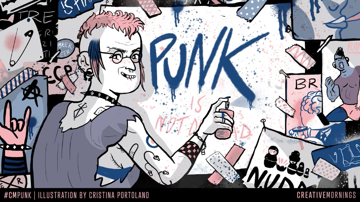 Tu creatividad puede salvarte.
¿Qué vas a crear? ¿Qué vas a cambiar?
Despierta! Despierta! Despierta!

¡Volvemos con nuestros eventos! El tema de junio es «PUNK», elegido por el capítulo de Bolonia, en Italia, e ilustrado por Cristina Portolano.

#CreativeMornings #CMpunk #CMGDL