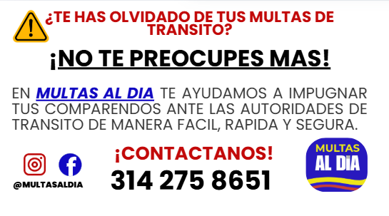 multasaldia's tweet photo. ⚠️ Te ayudamos a impugnar tus multas y comparendos ante las autoridades de tránsito. 

📢 Contáctanos a través de nuestras redes sociales o vía WhatsApp: 3142758651

#multasaldía 
#multasdetransito https://t.co/PZ1lU4TMnd