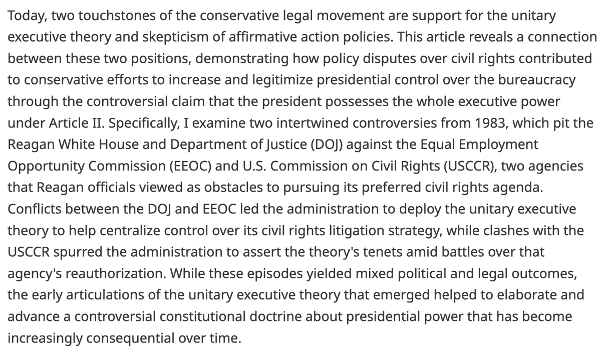 John Sides (@johnmsides) on Twitter photo Then, finally, this *extremely* topical piece by <a href="/johnadearborn/">John Dearborn</a>: “Contesting the Reach of the Rights Revolution: The Reagan Administration and the Unitary Executive”
cambridge.org/core/journals/… Then, finally, this *extremely* topical piece by <a href="/johnadearborn/">John Dearborn</a>: “Contesting the Reach of the Rights Revolution: The Reagan Administration and the Unitary Executive”
cambridge.org/core/journals/…