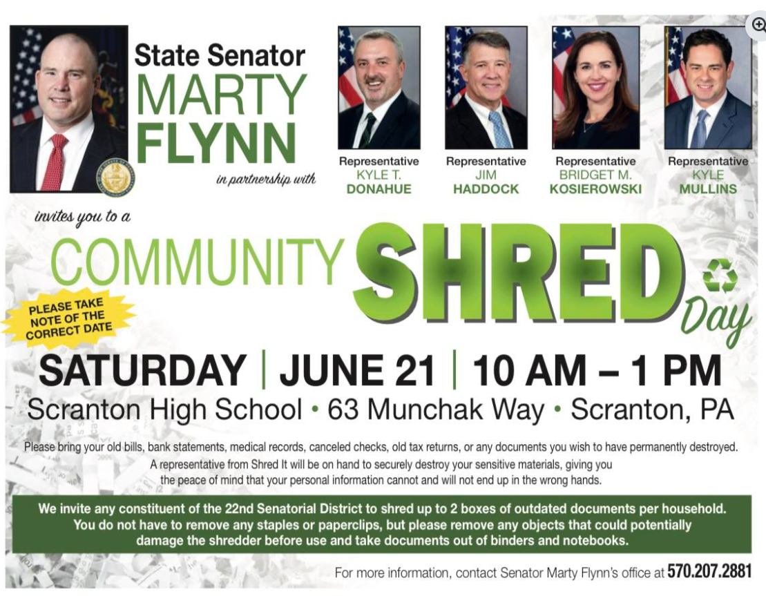 Just a reminder that you can safely dispose of your sensitive documents on-site at no cost this Saturday!