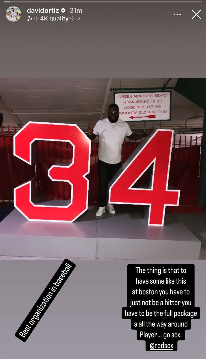 David Ortiz taking a shot at Rafael Devers on his IG story.