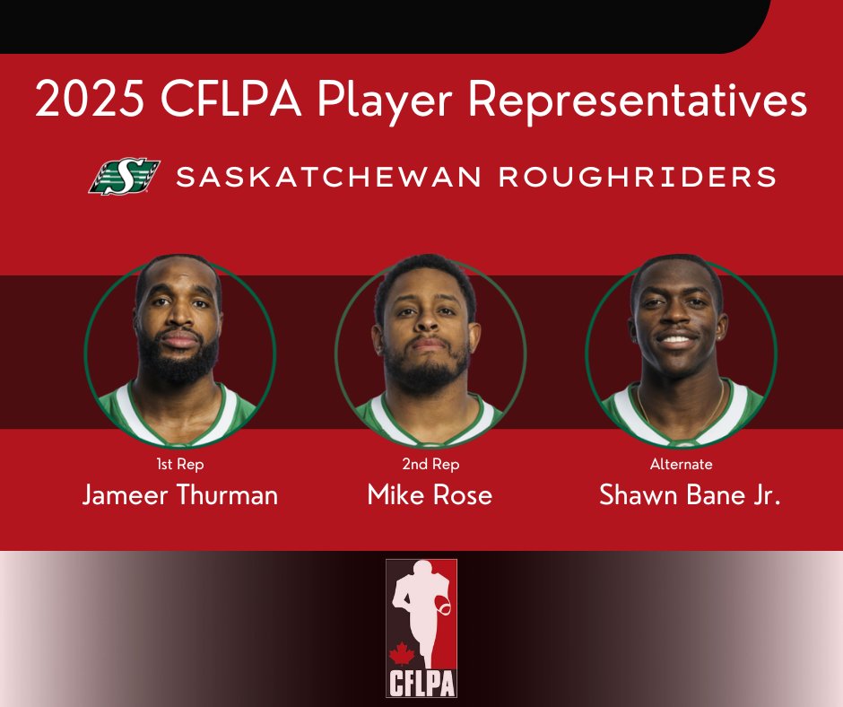 2025 #TeamCFLPA Player Representatives: <a href="/sskroughriders/">Saskatchewan Roughriders</a>