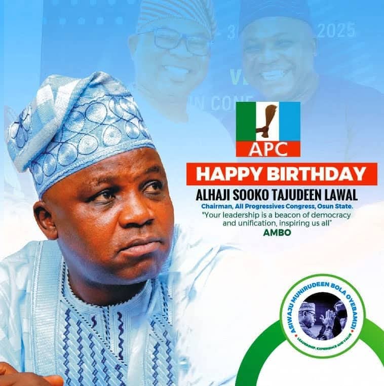princeLima (@prince_limasas) on Twitter photo Your leadership is a beacon of democracy and unification, inspiring us all. Happy birthday, Alhaji Sooko Tajudeen Lawal <a href="/OSUN_APC/">State Of Osun APC</a> 001
Asiwaju Munirudeen <a href="/OyebamijiBola/">Bola Oyebamiji</a> (AMBO)
<a href="/_chiefagbabiaka/">Lagos Landlord & Osun, Kwara Tenant🇳🇬 🇺🇬 🇬🇭</a>
<a href="/RealAdeshina/">Prince Adeshina</a> Your leadership is a beacon of democracy and unification, inspiring us all. Happy birthday, Alhaji Sooko Tajudeen Lawal <a href="/OSUN_APC/">State Of Osun APC</a> 001
Asiwaju Munirudeen <a href="/OyebamijiBola/">Bola Oyebamiji</a> (AMBO)
<a href="/_chiefagbabiaka/">Lagos Landlord & Osun, Kwara Tenant🇳🇬 🇺🇬 🇬🇭</a>
<a href="/RealAdeshina/">Prince Adeshina</a>