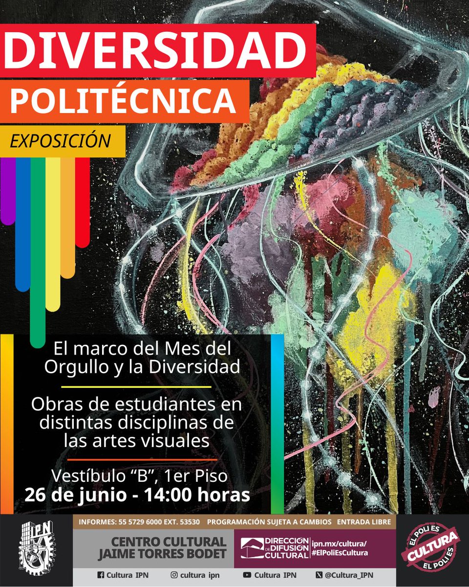 IPN (@ipn_mx) on Twitter photo #CulturaIPN | Conoce el talento artístico de los estudiantes de los talleres de artes visuales en la exposición #DiversidadPolitécnica. ¡Te esperamos!
📆Junio 26
⏰14:00 horas
📍El #Queso
<a href="/IPN_Cultura/">Cultura IPN</a> #CulturaIPN | Conoce el talento artístico de los estudiantes de los talleres de artes visuales en la exposición #DiversidadPolitécnica. ¡Te esperamos!
📆Junio 26
⏰14:00 horas
📍El #Queso
<a href="/IPN_Cultura/">Cultura IPN</a>