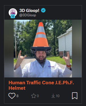 zachary3dprints's tweet image. This is soooo funny! What are the odds?
Looking on @printablescom for some traffic cones from our @Traxxas RC's... and finding this amazing guy:
From @3DGloop