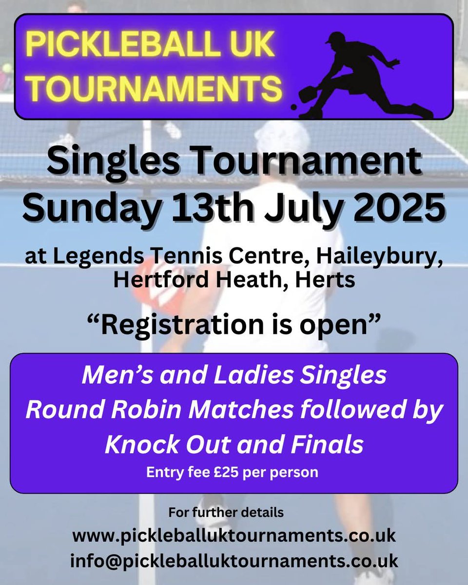 13 Jul 2025 #Pickleball UK Tournament (singles) at @Legendstennis #Tennis Centre, #Haileybury, #Hertford Heath, #Hertfordshire