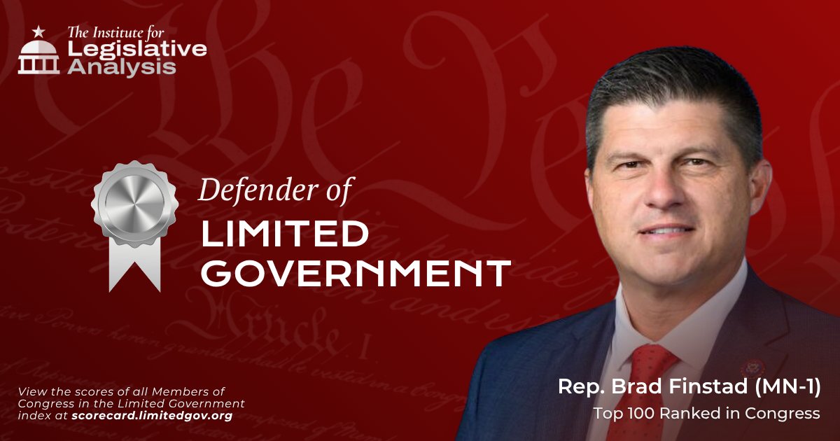 I know firsthand that #MN01 families and small businesses need less government telling them what to do, not more. During my time in Congress, I’ve been a strong supporter of legislation that reins in federal government overreach, which is why I’m proud to be among the top Members