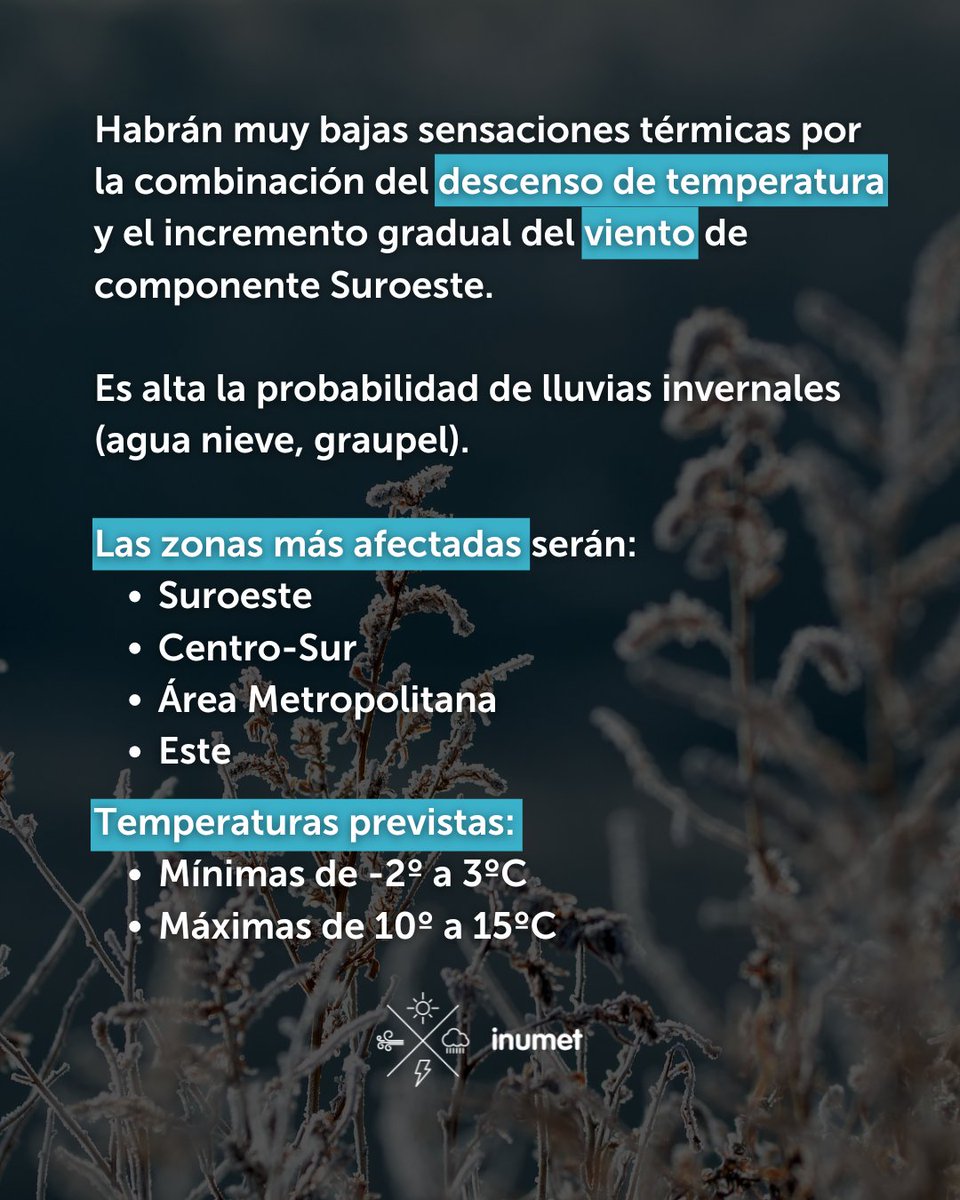 Pronóstico especial: Muy bajas sensaciones térmicas y viento del 22 al 24 de junio.
