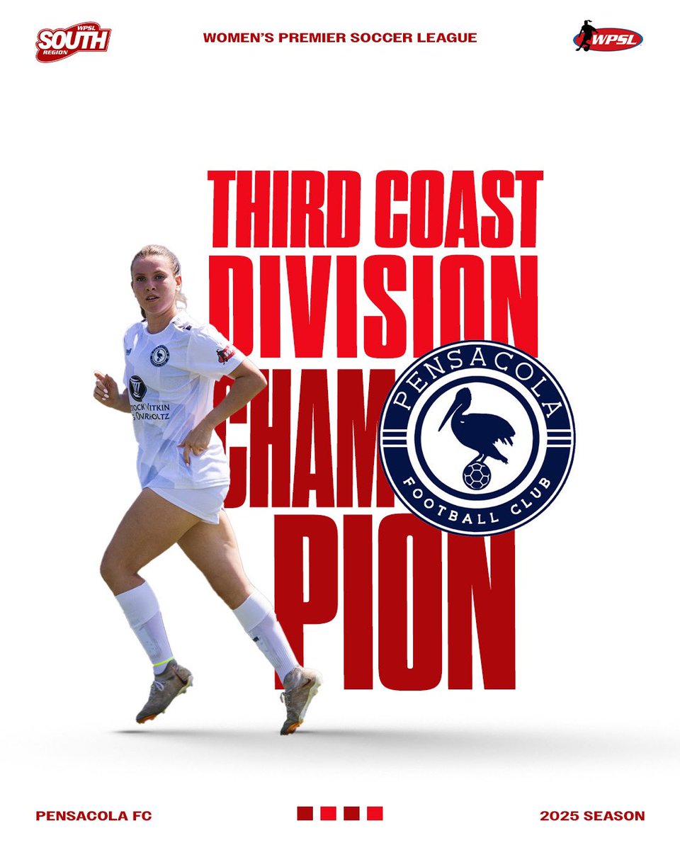 WPSL South Region (@wpslsouth) on Twitter photo | <a href="/PensacolaFC/">Pensacola FC</a> take the Third Coast Division title and stay perfect 7-0-0 heading into their final two matches of the regular season. Pensacola will then play the winner of the Delta Basin Division in the Gulf Coast Conference championship. | <a href="/PensacolaFC/">Pensacola FC</a> take the Third Coast Division title and stay perfect 7-0-0 heading into their final two matches of the regular season. Pensacola will then play the winner of the Delta Basin Division in the Gulf Coast Conference championship.