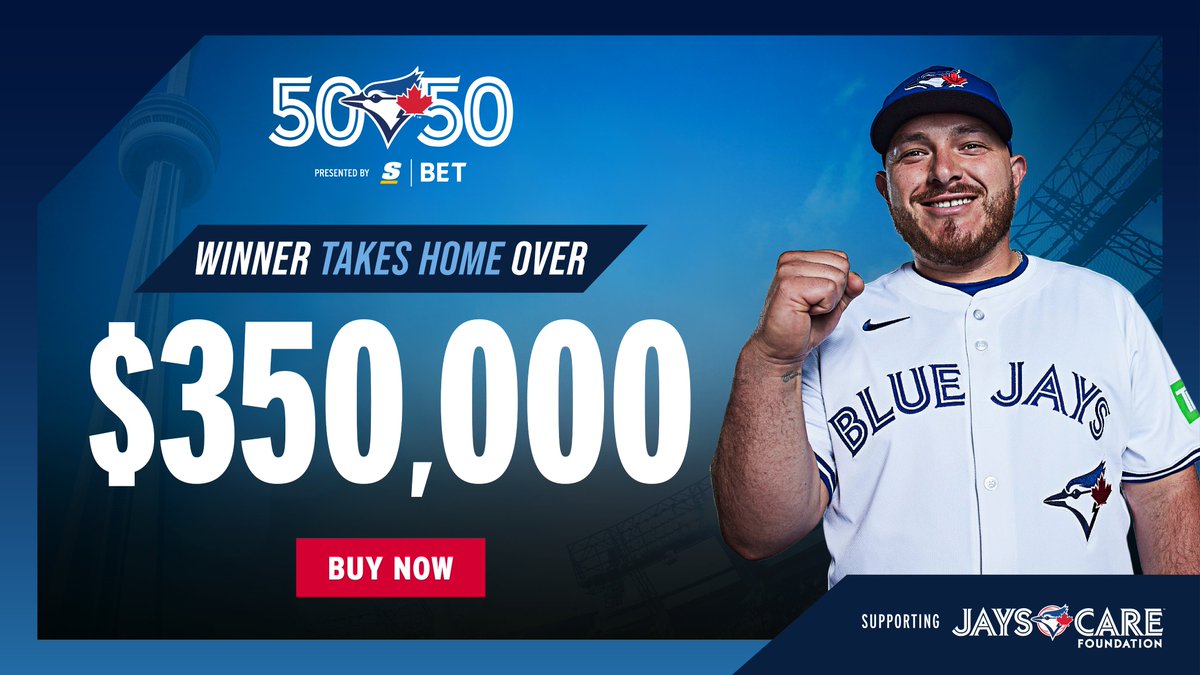 JUST 2 DAYS LEFT! 🚨

Our 50/50 homestand jackpot is over $350,000 and quickly rising! Don't miss your chance to be our next big winner this Sunday. Get your tickets now!

🎟 bluejays.com/5050