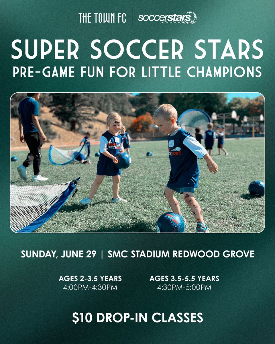 We’ve teamed up with Super Soccer Stars of Contra Costa for Pre-Game FUNdamentals clinic for kids before our June 29 match.

✅ Fun drills
✅ Skill-building
✅ Matchday ticket included

🎟️ $10 per child – includes entry for Parents
Sign up now → buff.ly/J1QpVUg