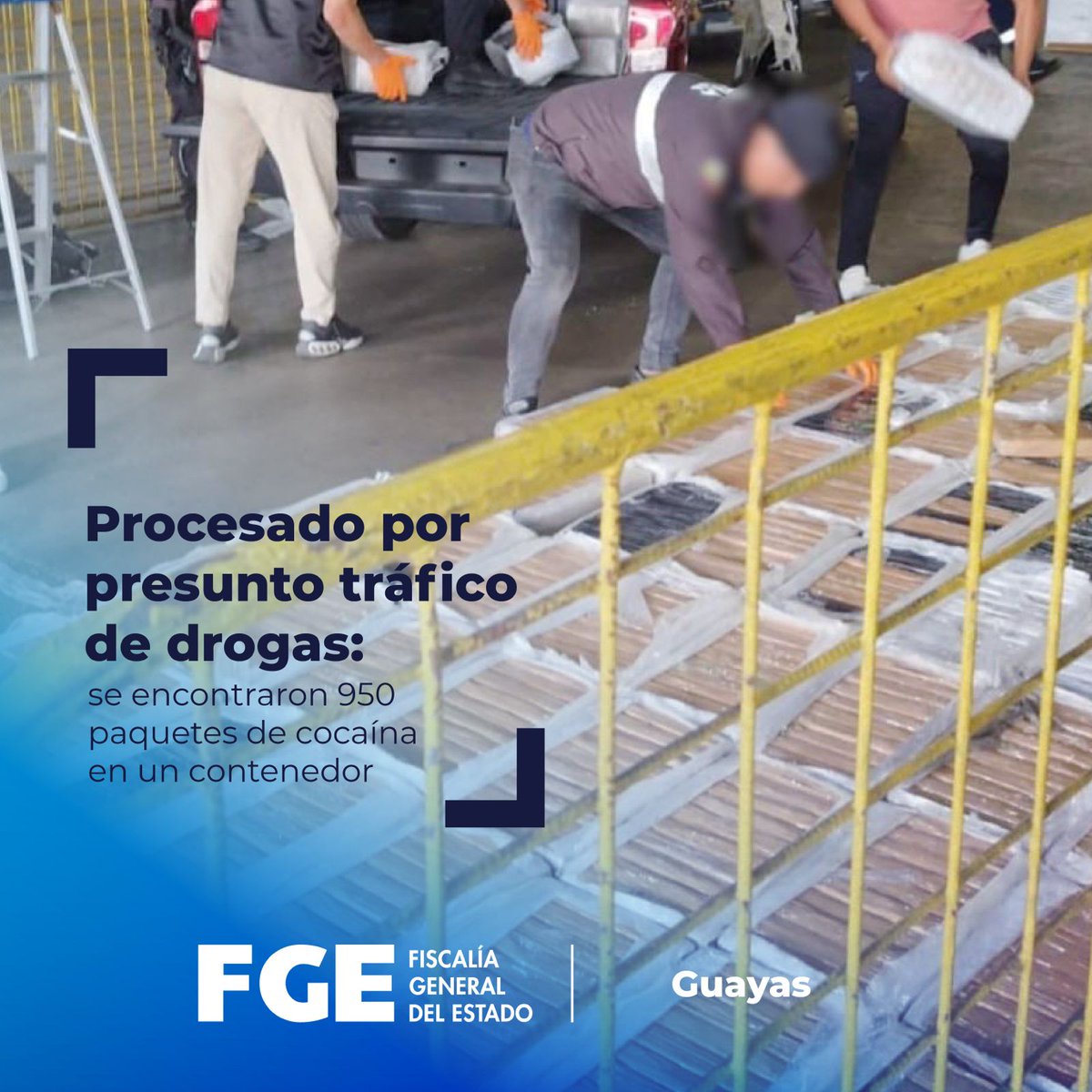 ‼️#URGENTE
En #Guayas, Fiscalía procesa a Washington M. V. por presunto tráfico de drogas, tras el hallazgo de cocaína en un contenedor. Pese al pedido fundamentado de prisión preventiva de Fiscalía, juez dispuso medidas alternativas.