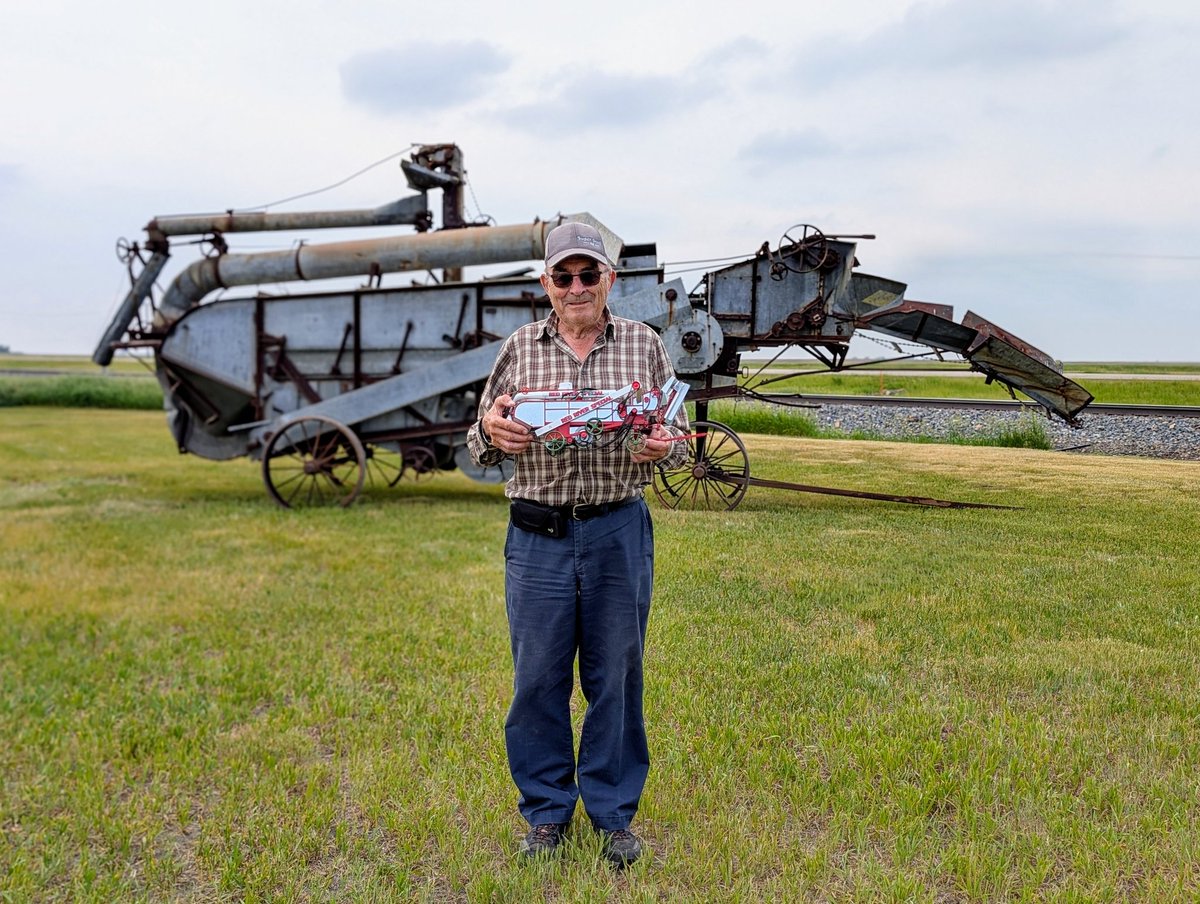 Rodney's grandpa's actual and model size threshing machine.