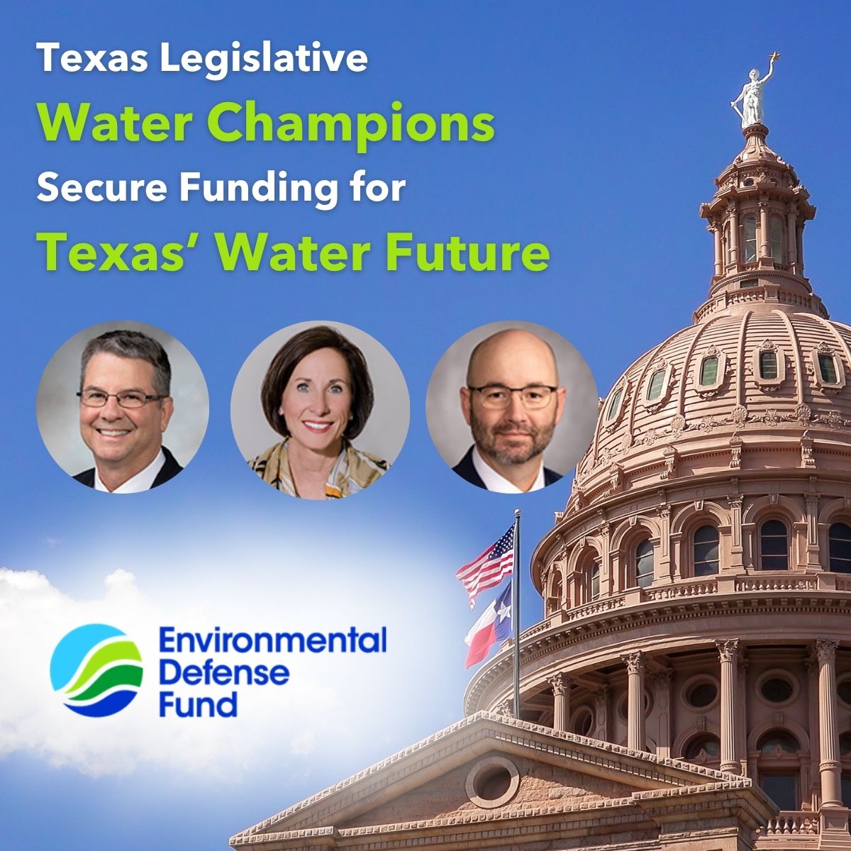 EDF Texas (@edftx) on Twitter photo With SB 7 & HJR 7, the #txlege advanced $1B/year for water infrastructure—pending voter approval in Nov—plus first-time funding for local groundwater science 👏
Thanks to water champions @CharlesPerryTX, <a href="/CodyforTexas/">Cody Harris</a>, <a href="/LoisKolkhorst/">Senator Lois Kolkhorst</a> & <a href="/GregAbbott_TX/">Greg Abbott</a>
🔗 edf.org/Z6KS With SB 7 & HJR 7, the #txlege advanced $1B/year for water infrastructure—pending voter approval in Nov—plus first-time funding for local groundwater science 👏
Thanks to water champions @CharlesPerryTX, <a href="/CodyforTexas/">Cody Harris</a>, <a href="/LoisKolkhorst/">Senator Lois Kolkhorst</a> & <a href="/GregAbbott_TX/">Greg Abbott</a>
🔗 edf.org/Z6KS