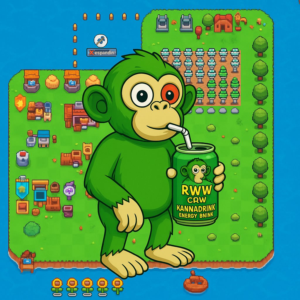 🌻🐵 Hey Sunflower Land community!
At Real World Weed (RWW) we’ve been dreaming of something exciting...
What if our chilled-out, energy-powered monkey 🌿 landed on the island to start farming with you? 🎮🌱
Imagine a potential collab with #Kannadrink bringing good vibes and