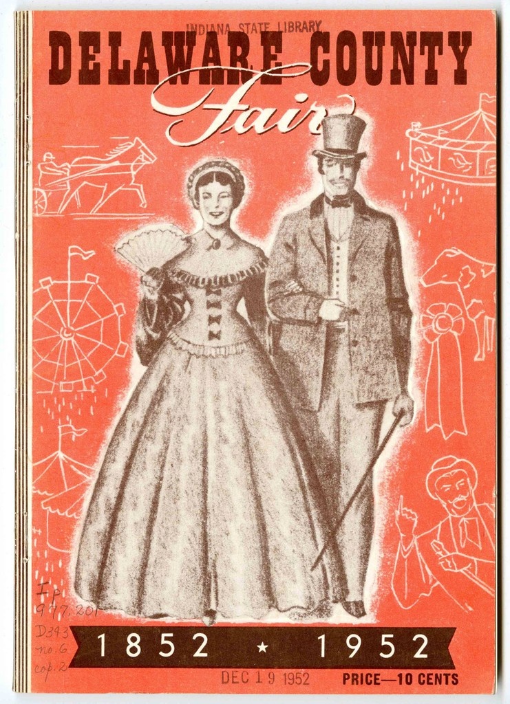 state_library's tweet image. Summer is here and so are fairs! This 1952 program for the Delaware County Fair includes a "premium list of the 100th anniversary Delaware County Fair of the Delaware County Agricultural and Mechanical Society." tinyurl.com/5d3vzczm #fair #summer #Indiana