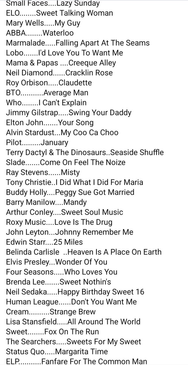 Years98fm's tweet image. Join us at 10pm on @phoenixfm 98fm DAB and worldwide online for two hours of great tracks from 1955-1989. Click the link to listen live online phoenixfm.com/listen-live/
Here's the playlist (click photo for full list)