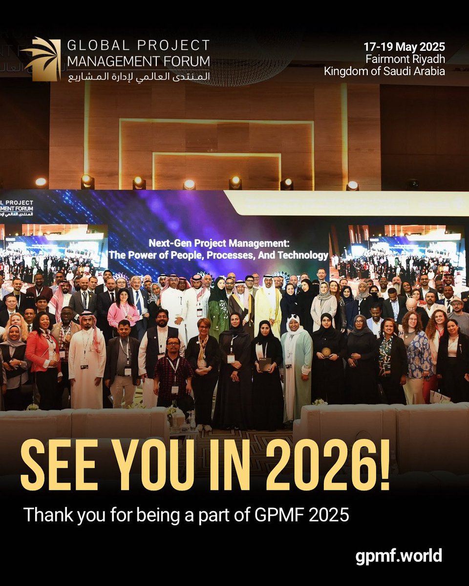 Global Project Management Forum (@gpmforum) on Twitter photo Thank you for being a part of GPMF 2025.
Your presence, insights, and energy made this edition unforgettable.
We’re proud to have shared this space with project leaders from around the world — and we can’t wait to see you again next year.
#GPMF2025 #ThankYou #GPMF2026 Thank you for being a part of GPMF 2025.
Your presence, insights, and energy made this edition unforgettable.
We’re proud to have shared this space with project leaders from around the world — and we can’t wait to see you again next year.
#GPMF2025 #ThankYou #GPMF2026