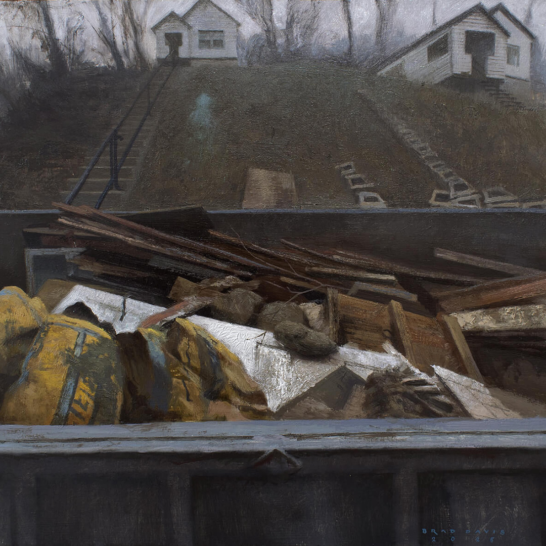 Brad Davis’s "Rehab" (oil on wood panel, 18 x 18.50 in) from his recent exhibition evokes quiet reflection on change.

Explore what’s still available. Tap our bio link.