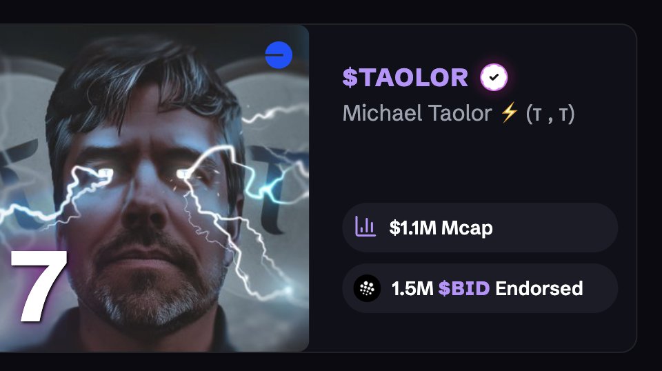1.5m $BID endorsed for $TAOLOR

Staking tiers just released, V2 X Agent and Terminal just around the corner.

Should have team meetings in Amsterdam every week <a href="/tsliceAI/">τ-slice</a>